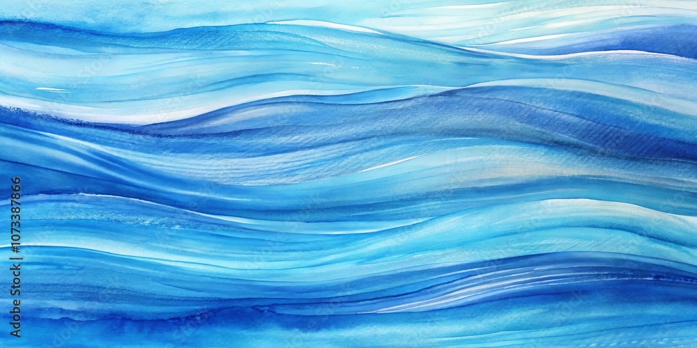 Abstract Watercolor Painting of Curving Blue and White Lines, Evoking a Sense of Movement and Flow Abstract Watercolor Painting of Curving Blue and White Lines, Evoking a Sense of Movement and Flow