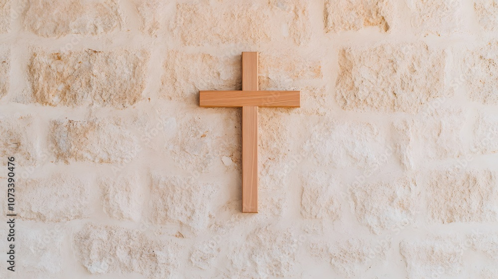 Wooden Cross in an Old Stone Chapel - Close-Up View Showcasing Timeless Faith and Rustic Charm Wooden Cross in an Old Stone Chapel - Close-Up View Showcasing Timeless Faith and Rustic Charm