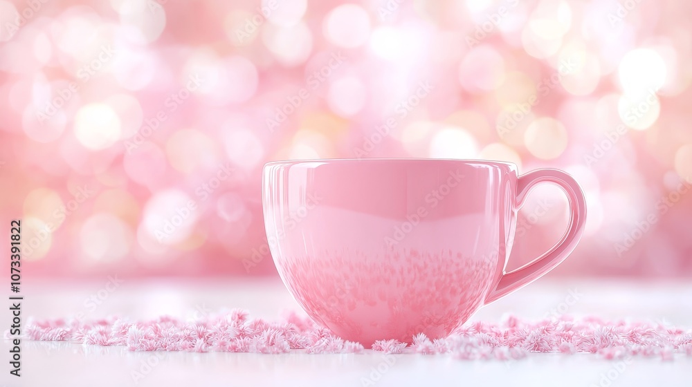 Enjoy your morning coffee in a charming pink cup to brighten your day Enjoy your morning coffee in a charming pink cup to brighten your day