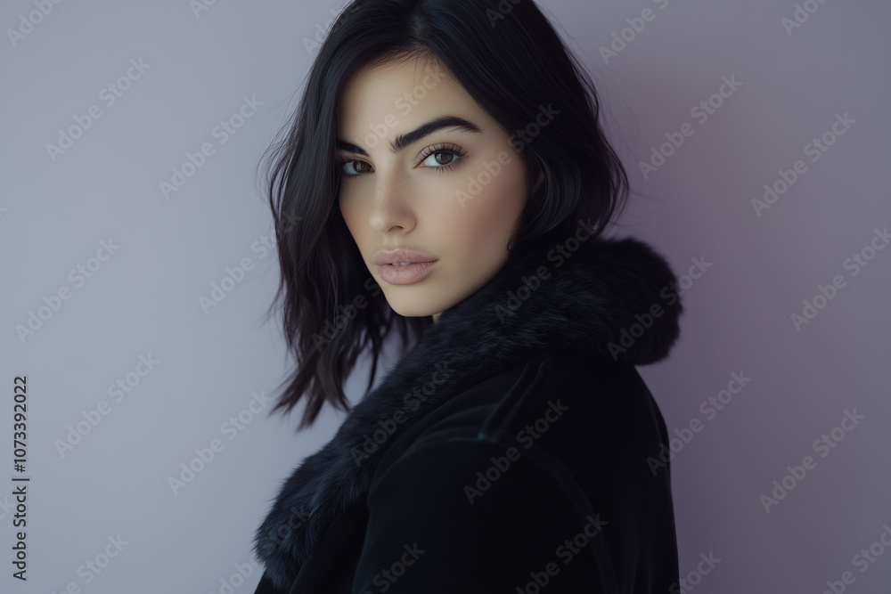 Classic Winter Elegance on Soft Lilac Background. Classic Winter Elegance on Soft Lilac Background.