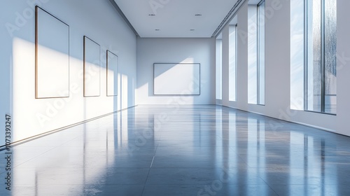 Wallpaper Mural Empty modern gallery space with large blank walls, perfect for creative exhibition concepts Torontodigital.ca