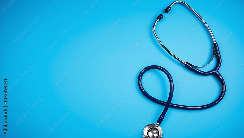 Medical Stethoscope on Blue Background - Healthcare and Medical Equipment Concept, stethoscope, healthcare, doctor, blue background. Medical Stethoscope on Blue Background - Healthcare and Medical Equipment Concept, stethoscope, healthcare, doctor, blue background.