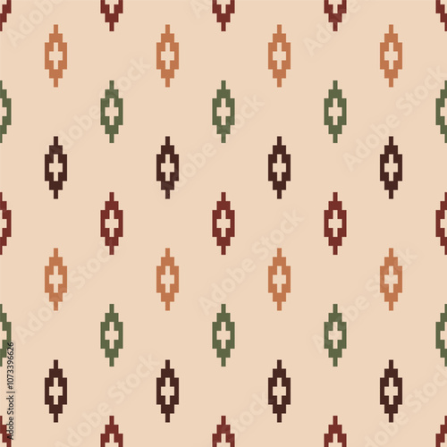 Vintage simple small Aztec diamonds kilim cream Vector Pattern. Minimalism tribal geometrics autumn colors seamless pattern.