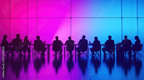 Silhouettes of People in a Meeting Room