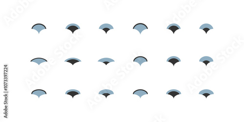 Fish scale elements from 2 divisions. Simple geometric shape in arabic style. Vector element for grid and pattern.