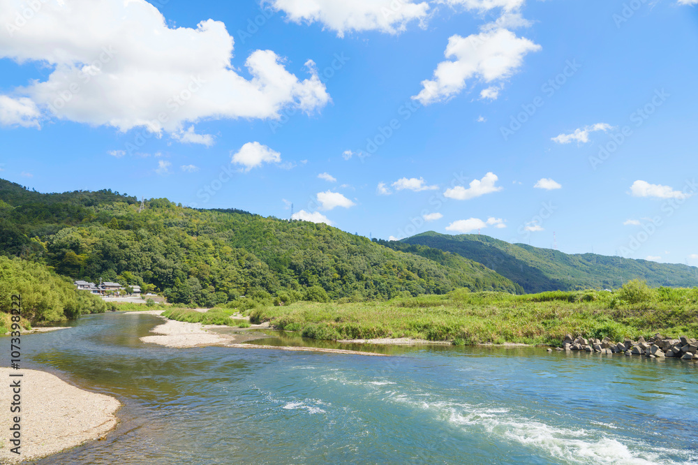 Rural countryside, big river, healing Rural countryside, big river, healing