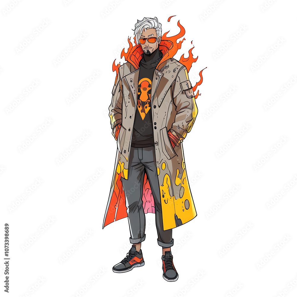 Stylish Man in a Flaming Coat Stylish Man in a Flaming Coat