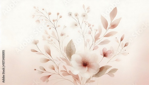 Blush Pink Watercolor Floral on white Background

