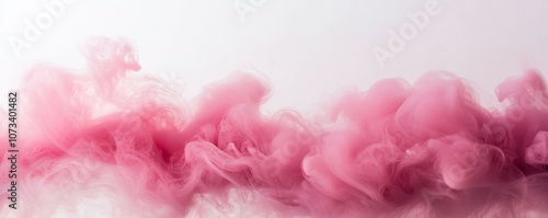 An abstract image of pink smoke swirling elegantly across a clean white background, ideal for creative projects and designs.