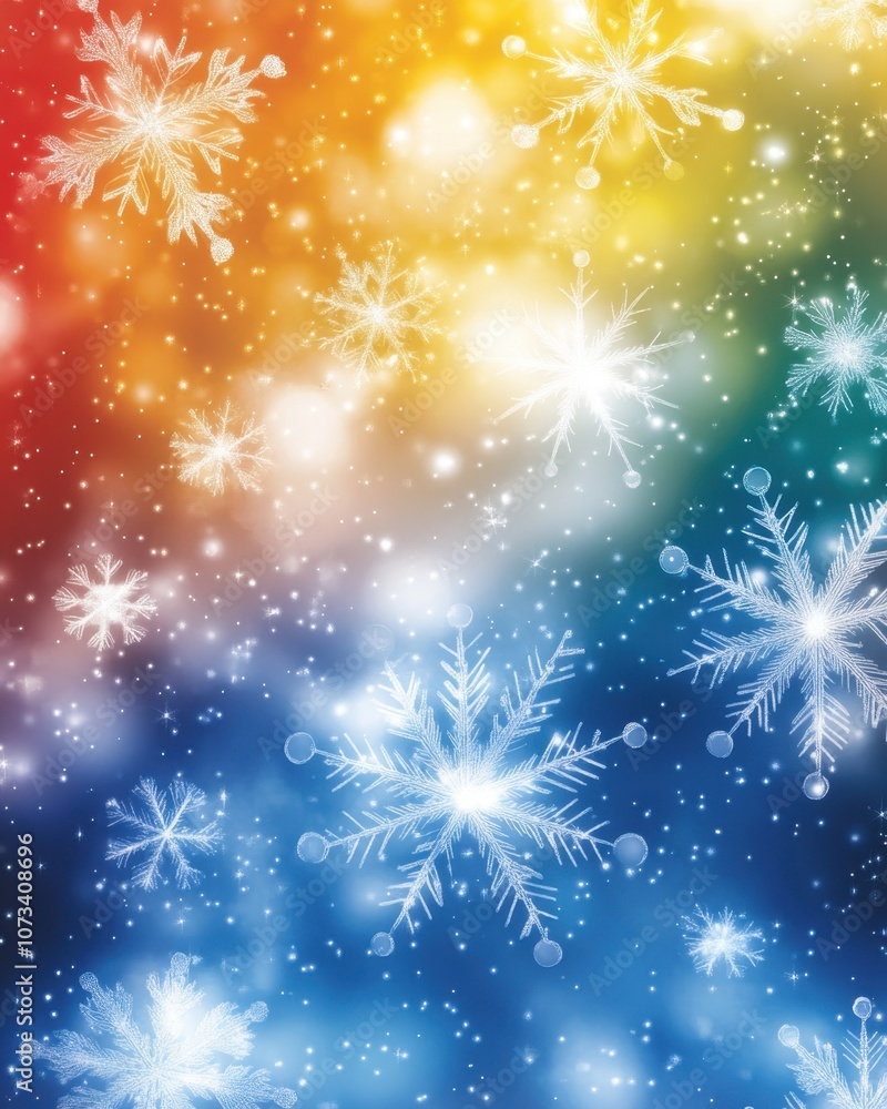 Bright and Vibrant Christmas Greeting Card Design Featuring Neon Snowflakes on a Festive Background Bright and Vibrant Christmas Greeting Card Design Featuring Neon Snowflakes on a Festive Background