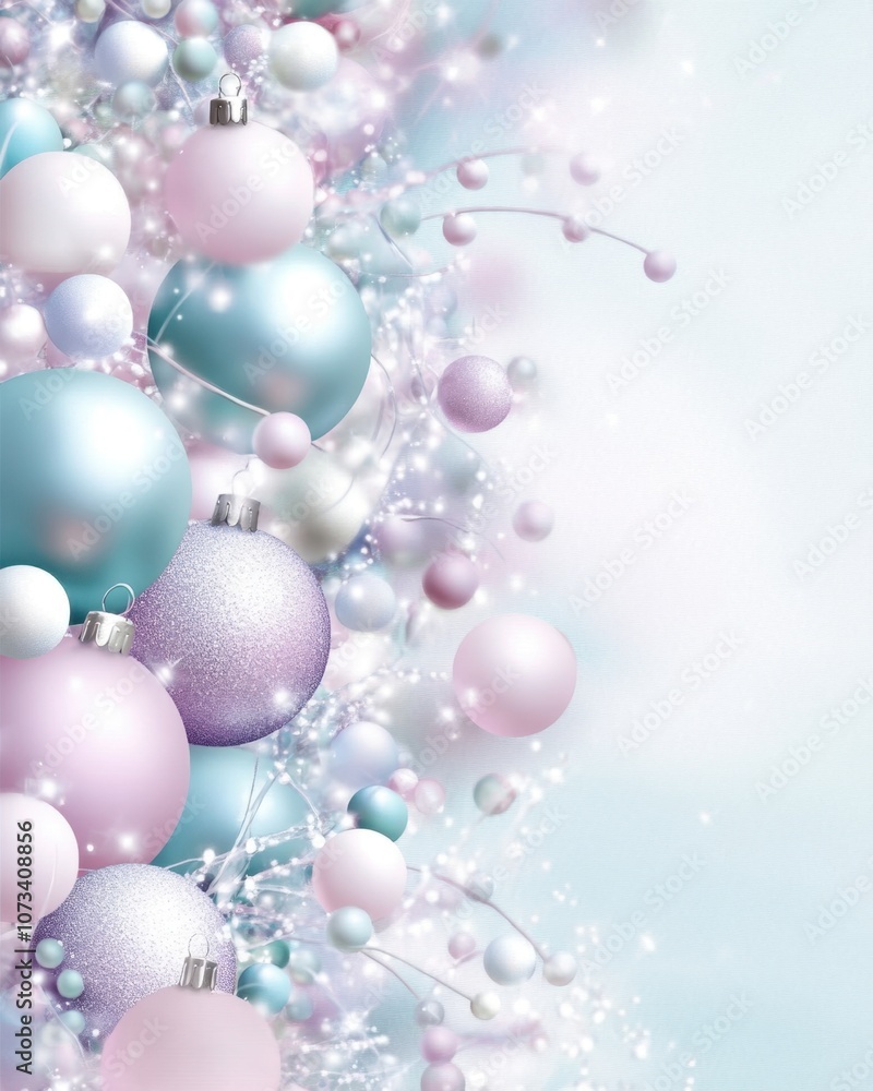 Delicate Pastel Christmas Ornaments Create a Serene Festive Atmosphere for Joyful Holiday Greetings Delicate Pastel Christmas Ornaments Create a Serene Festive Atmosphere for Joyful Holiday Greetings