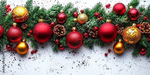 Holiday decorations. Festive Christmas decorations in vibrant colors, New Year celebrations