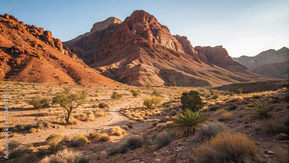 Naklejka premium Mountainous desert landscape with rocky