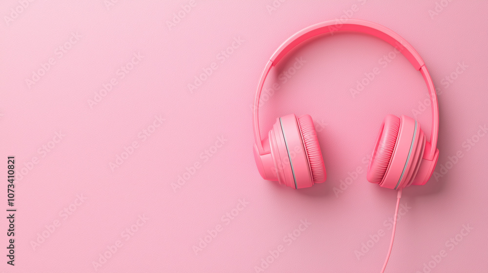 A pair of stylish pink headphones resting on a light pink background, showcasing a trendy and modern audio accessory. A pair of stylish pink headphones resting on a light pink background, showcasing a trendy and modern audio accessory.