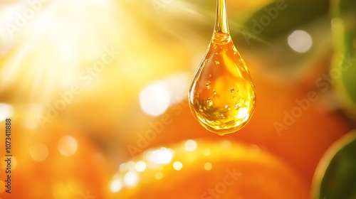 Natural vitamin C serum and face cream. Anti aging antioxidant beauty serum.