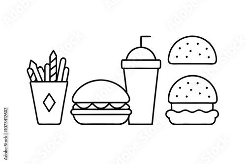 set of icons on the theme of fast food