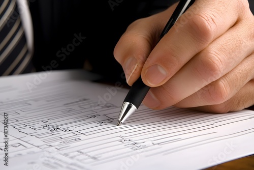 Businessperson Completing Checklist with Dark Pen