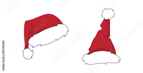 Santa claus hat vector. New Year hats.