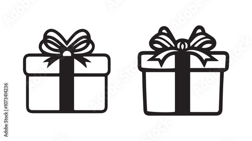 Silhouette gift boxes. Vector gift box for the holidays like Christmas, valentines day, birthday. Giftboxes vector illustration.