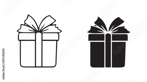 Silhouette gift boxes. Vector gift box for the holidays like Christmas, valentines day, birthday. Giftboxes vector illustration.