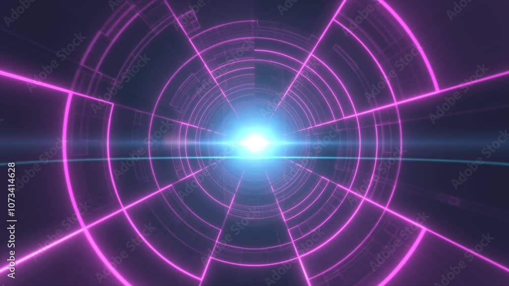 Purple neon tunnel with glowing concentric lines and radiant central light, evoking a sci-fi, immersive atmosphere with a futuristic and digital appeal background Purple neon tunnel with glowing concentric lines and radiant central light, evoking a sci-fi, immersive atmosphere with a futuristic and digital appeal background