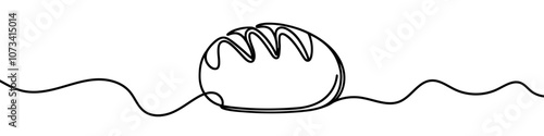 Single line is creating the shape of a loaf of bread. Vector illustration.