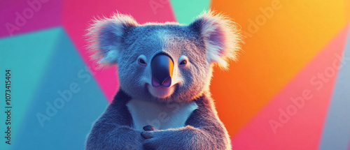 Adorable Koala Bear with Colorful Background photo