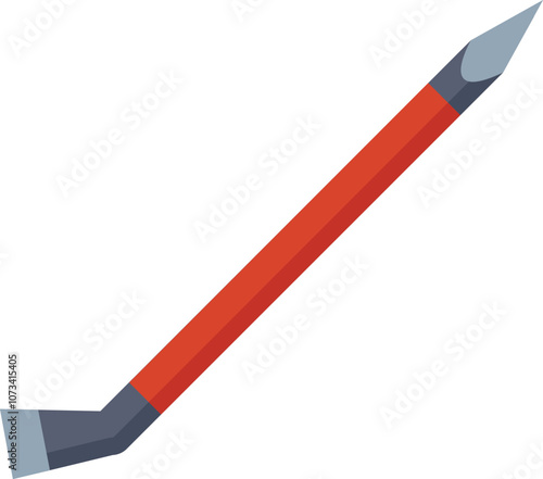 Red crowbar lying diagonally, a tool for construction and renovation works