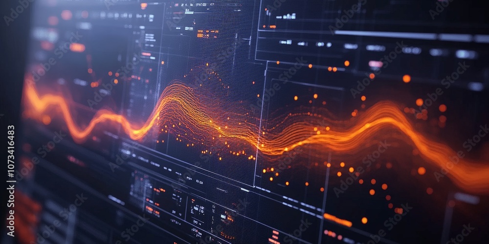 Fototapeta premium Seismograph displaying fluctuating wave patterns indicating seismic activity