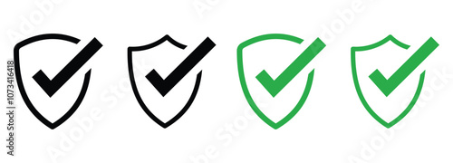 Shield check mark icon. security shield protection icon with tick symbol. protection, guarded, safe symbol, sign, illustration,