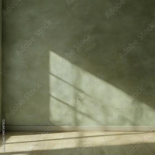 Soft Shadows and Geometric Patterns on Concrete Wall in Bright Interior Space
