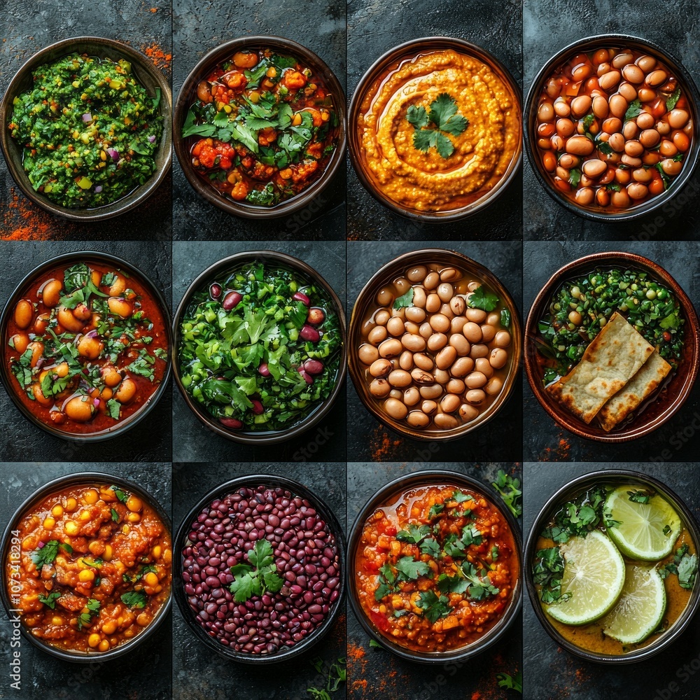 collage showcases variety pulse based dishes different cultures including Indian dal Mexican bean burritos Middle Eastern hummus and Italian lentil soup all beautifully presented. collage showcases variety pulse based dishes different cultures including Indian dal Mexican bean burritos Middle Eastern hummus and Italian lentil soup all beautifully presented.