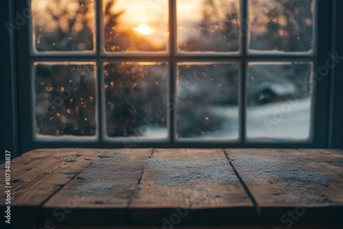 Wooden Tabletop with a Snow...