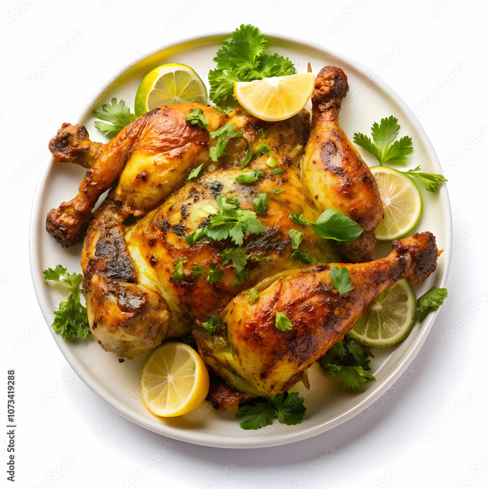 A platter of succulent chicken sajji, a traditional dish A platter of succulent chicken sajji, a traditional dish