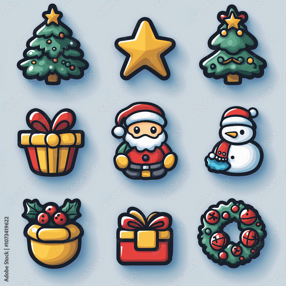 christmas icons set, ai generated christmas icons set, ai generated