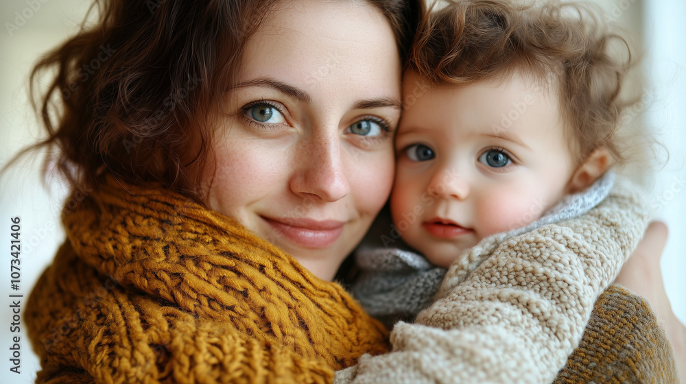 Mother and Baby in Cozy Sweaters - Warm Family Moment Capturing Love and Bonding