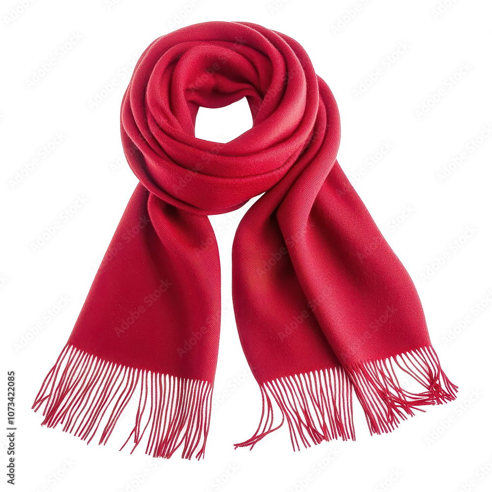 A red scarf with a fringe is draped around a person's neck. transparent background A red scarf with a fringe is draped around a person's neck. transparent background