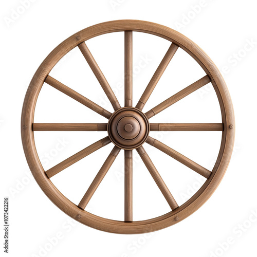 A wooden wheel with a brown finish. transparent background