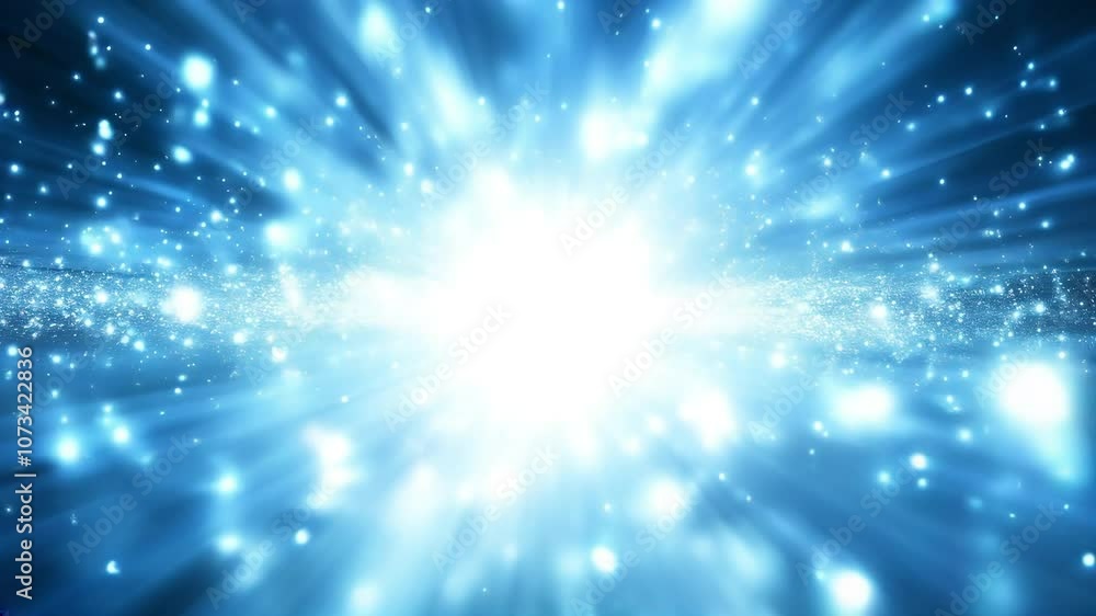 Radiant Light Explosion with Starry Sparkles on a Blue Cosmic Backdrop : Generative AI Radiant Light Explosion with Starry Sparkles on a Blue Cosmic Backdrop : Generative AI