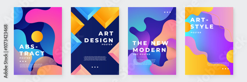 Colorful Abstract Art Design Posters with Modern Graphic Elements