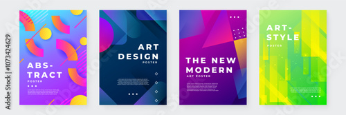 Colorful Abstract Art Design Posters with Modern Graphic Elements