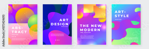 Colorful Abstract Art Design Posters with Modern Graphic Elements