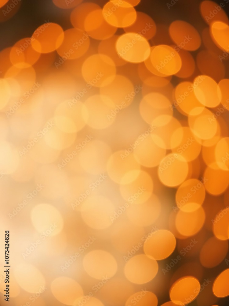 Obraz premium Circular orange bokeh lights creating a festive and vibrant abstract background, lights, celebration, orange