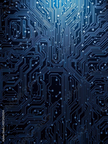 An intricate digital circuit board representing advanced technology in a business setting, background, computer