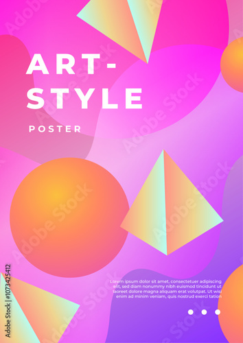 Modern Abstract Art Posters With Vibrant Geometric Designs. Perfect for creative art presentations, contemporary interiors, or stylish decoration ideas