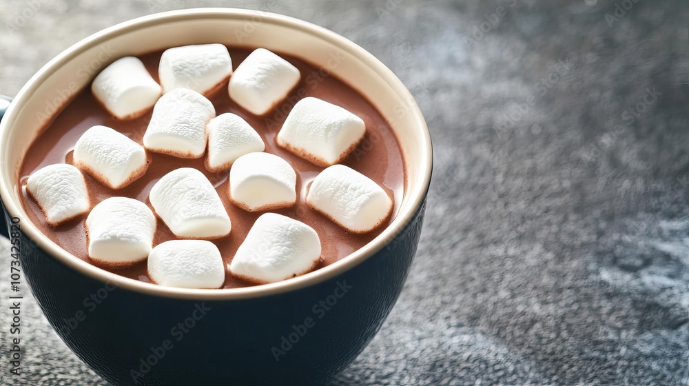 Cup of hot chocolate, diffused light, marshmallows on top, cozy vibe Cup of hot chocolate, diffused light, marshmallows on top, cozy vibe