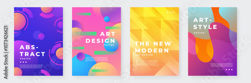Colorful Abstract Art Design Posters with Modern Graphic Elements