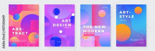Colorful Abstract Art Design Posters with Modern Graphic Elements