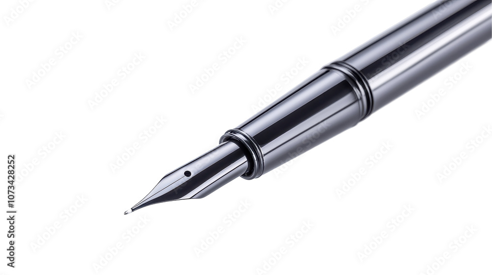 A silver pen with a black tip. transparent background A silver pen with a black tip. transparent background