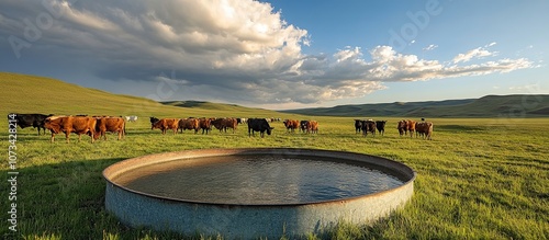 Cows Gathering at a Water Trough